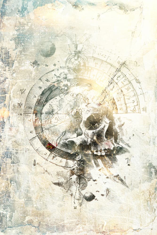 Mystical Skull Compass by Rafal Kulik — canvas wall art