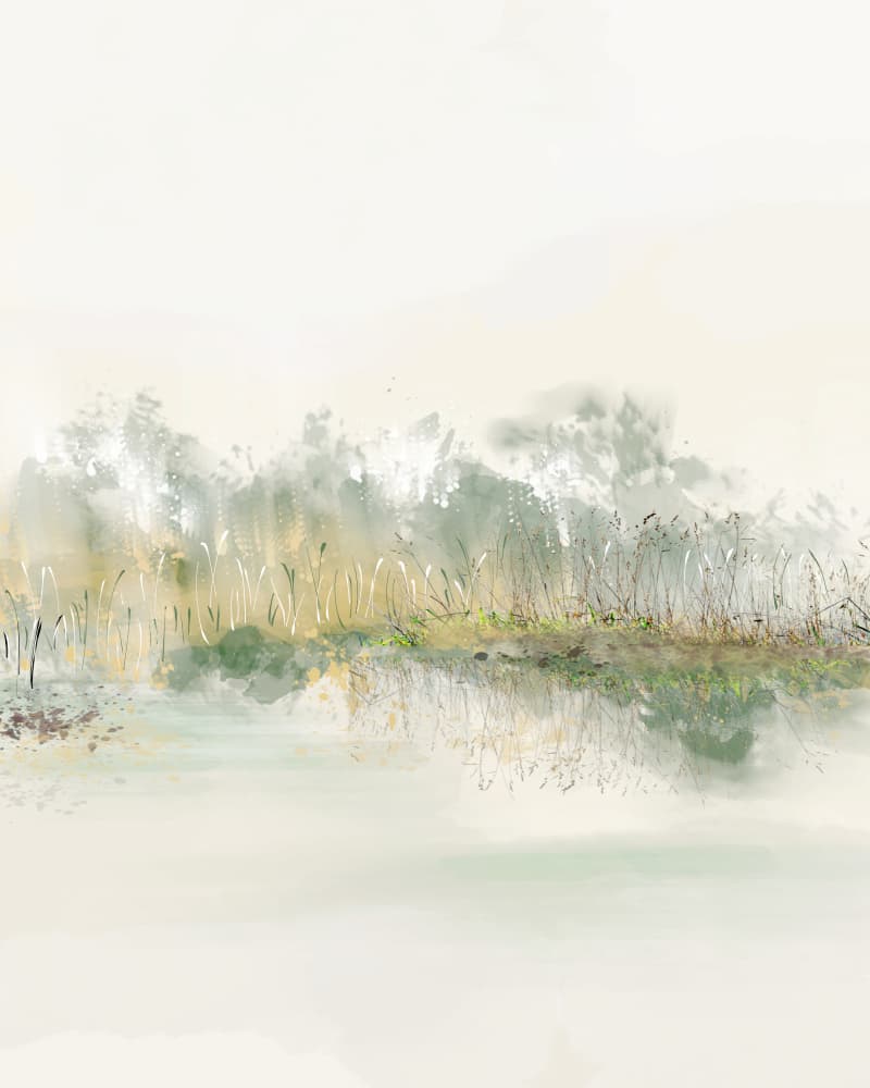 Painterly Marsh Reflections by Sannel Larson — canvas wall art