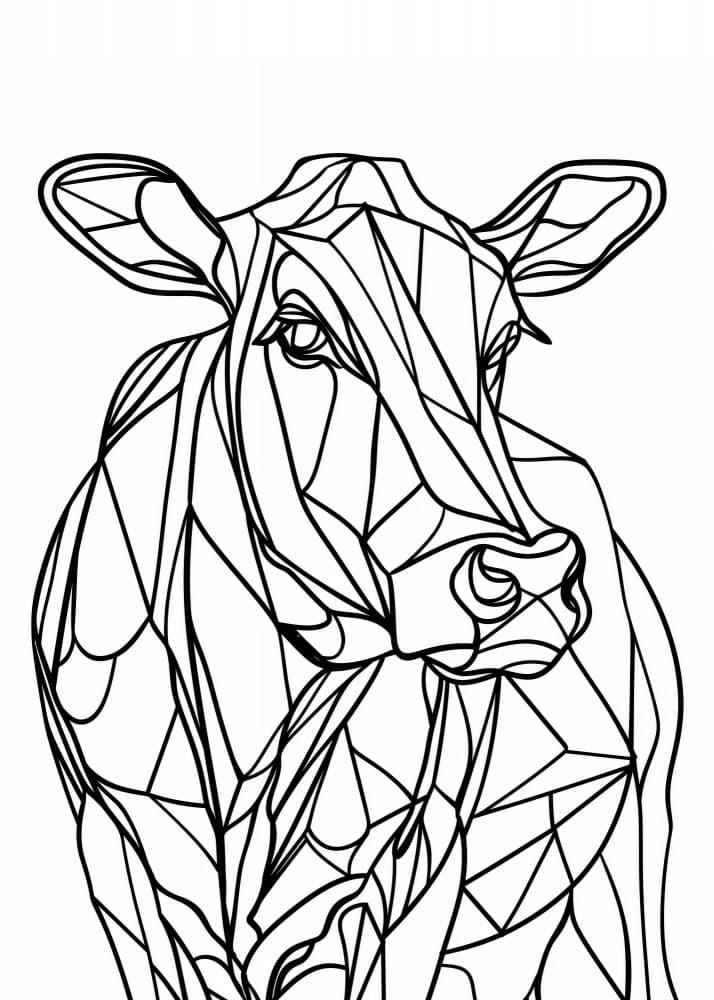 Geometric Cow Portrait by Justyna Jaszke — canvas wall art