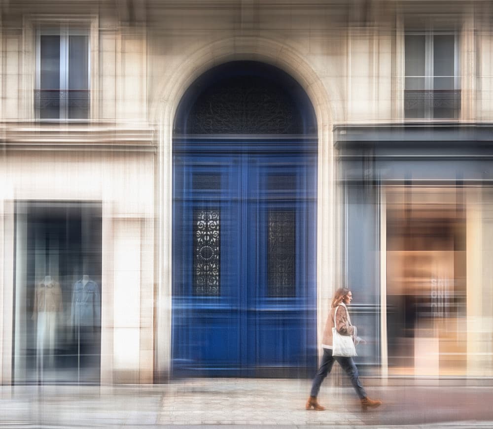 Urban Stroll Motion Blur by Annette Guo — canvas wall art