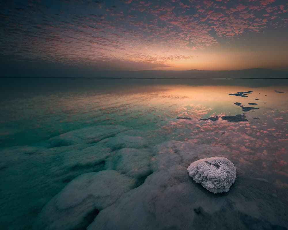 Dead Sea Sunrise Reflections by Haim Rosenfeld — canvas wall art