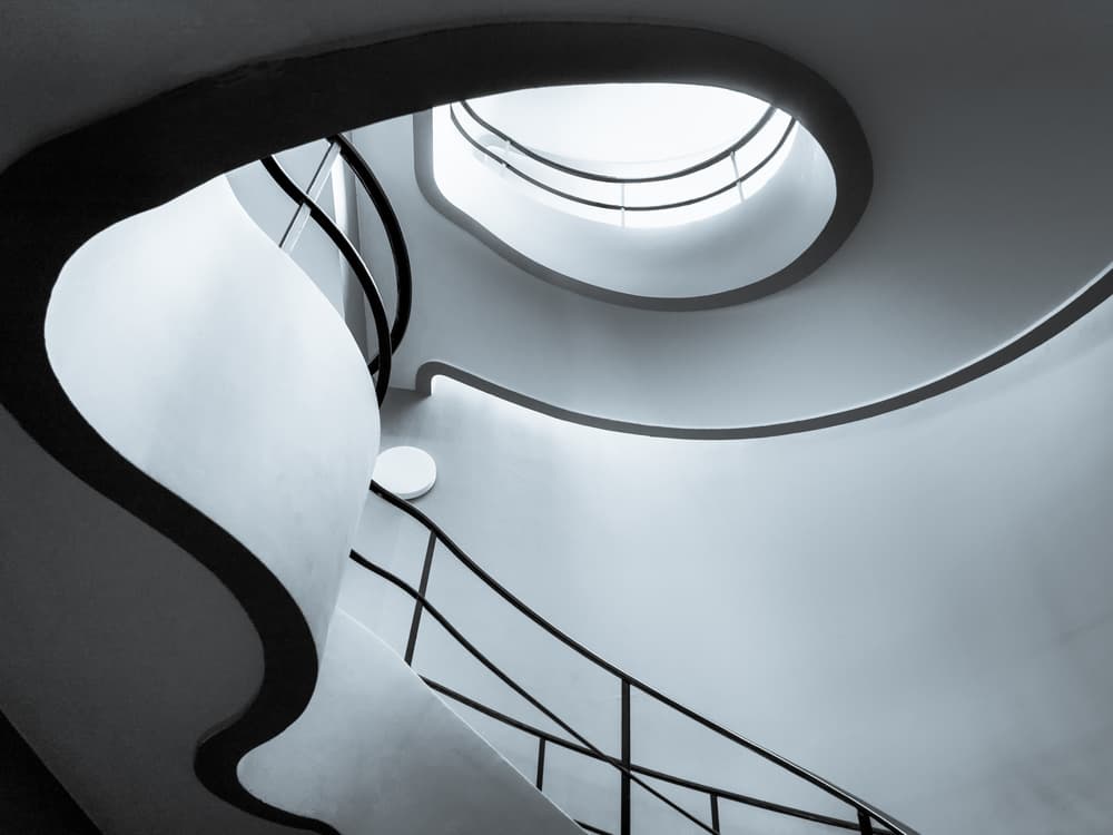 Modern Spiral Staircase by Luc Vangindertael (laGrange) — canvas wall art