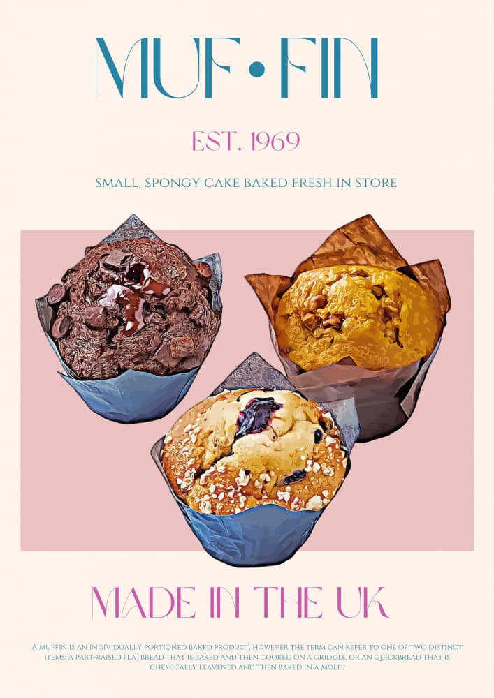 Illustrated Bakery Muffins by Nazma Khokhar — canvas wall art