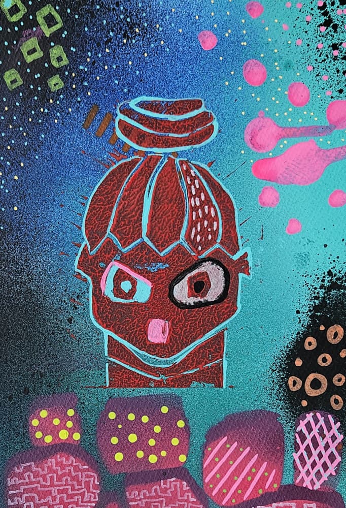 Vibrant Abstract Head by Olea Huuska — canvas wall art