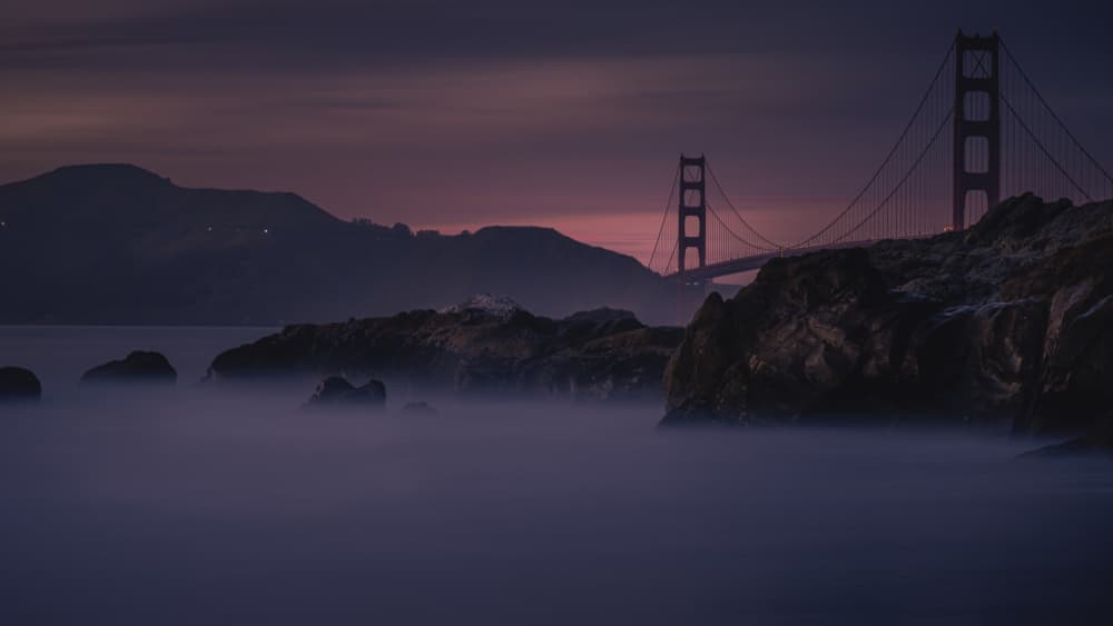 Misty Golden Gate Twilight by Robbert Ladan — canvas wall art