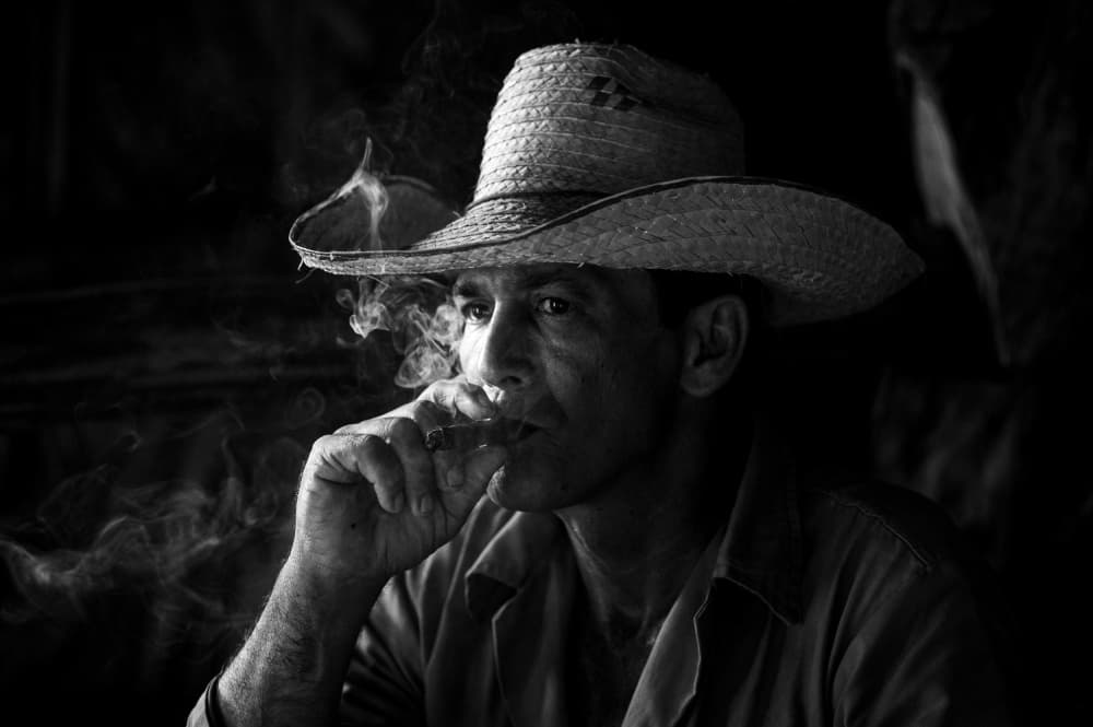 Pensive Smoker Portrait by Andrei Baisan — canvas wall art