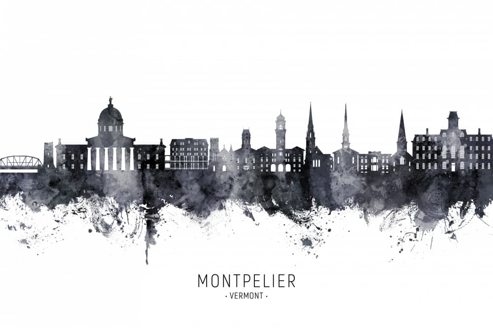 Montpelier Vermont Skyline by Michael Tompsett — canvas wall art