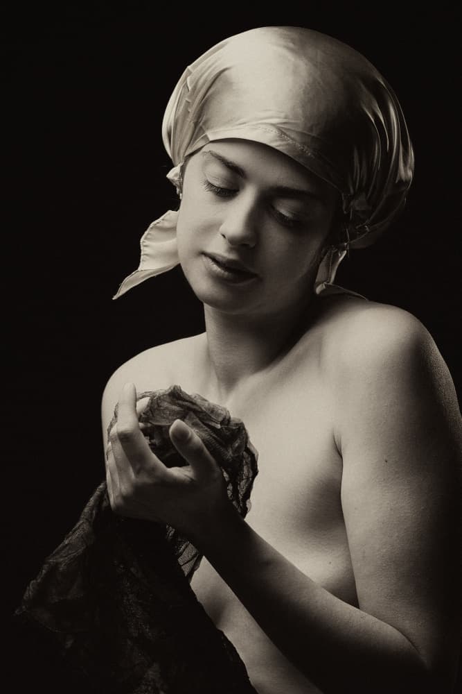 Pensive Woman Headscarf by Jan Slotboom — canvas wall art