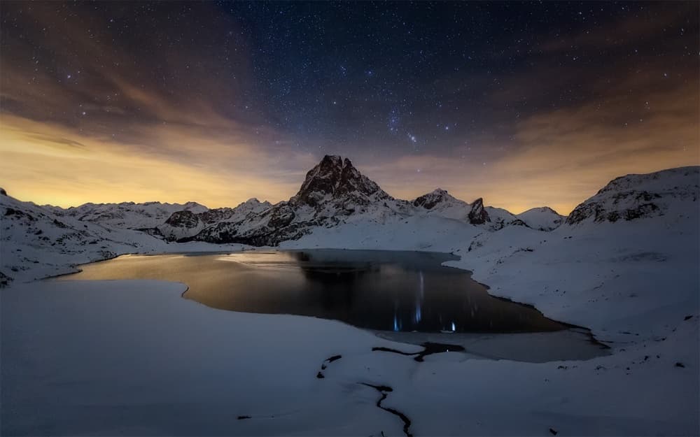 Starry Night Mountain Lake by Guillermo García Delgado — canvas wall art