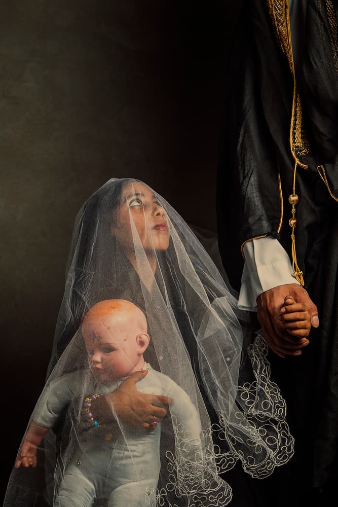 Veiled Girl Holding Hands by FATHI ALDARWISH — canvas wall art