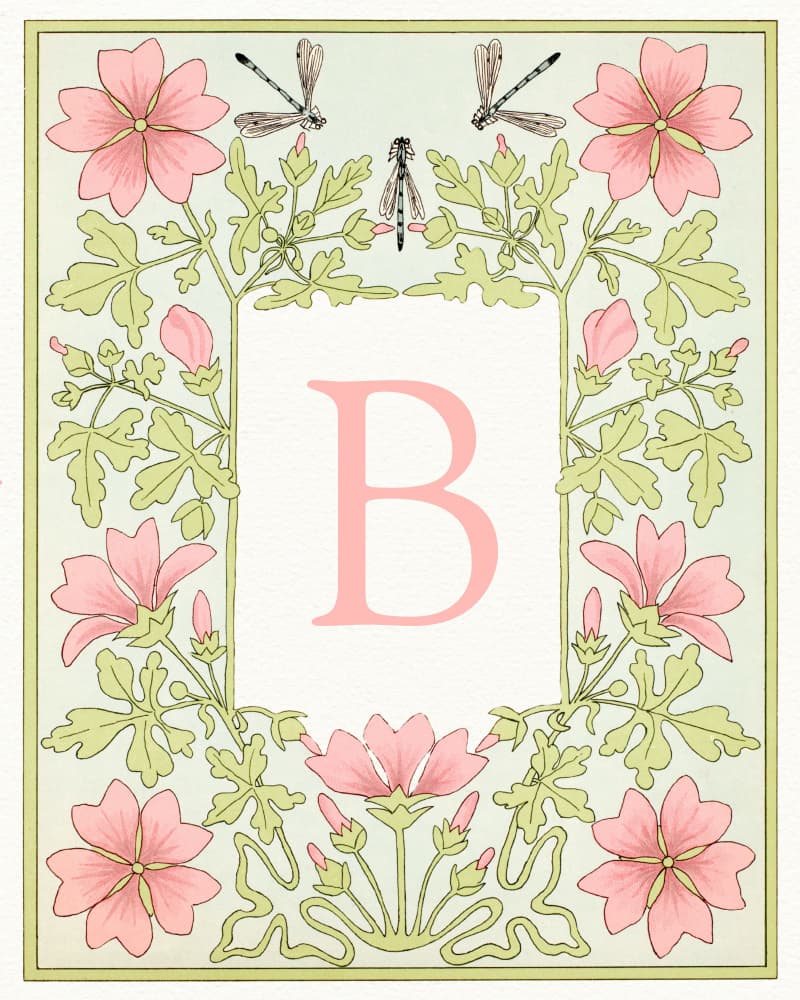 Pink Floral Letter B by Wild Violets — canvas wall art