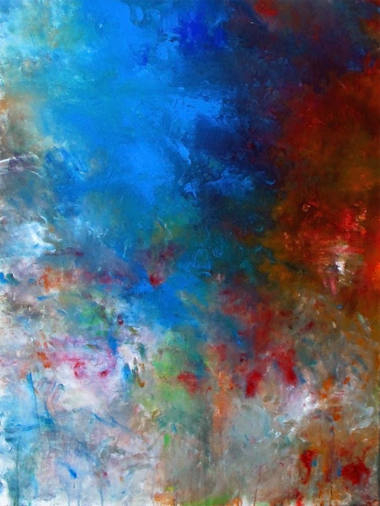 Dynamic Blue Red Abstract by Ron Halfant — canvas wall art