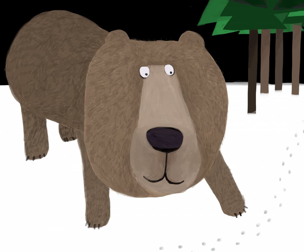 Curious Bear In Snow by Carla Daly — canvas wall art