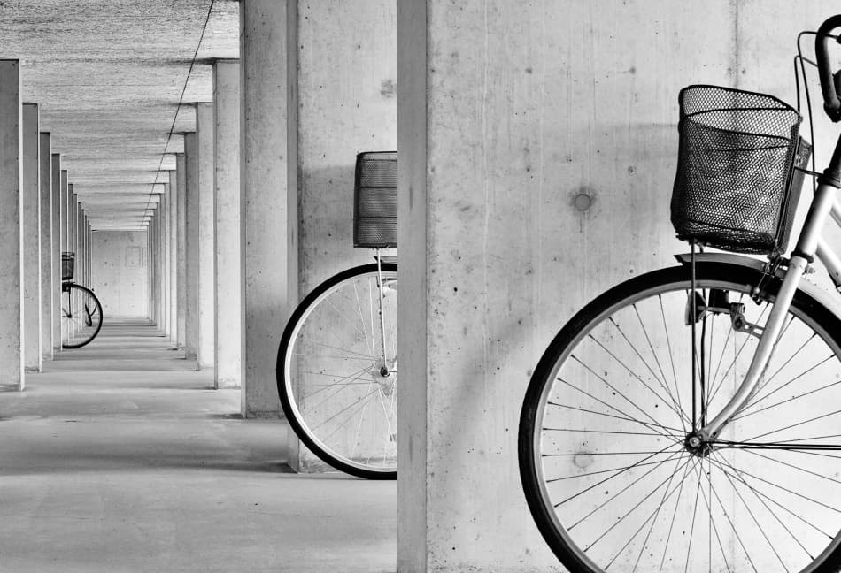Minimalist Corridor Bikes by Keisuke Ikeda @ blackcoffee — canvas wall art