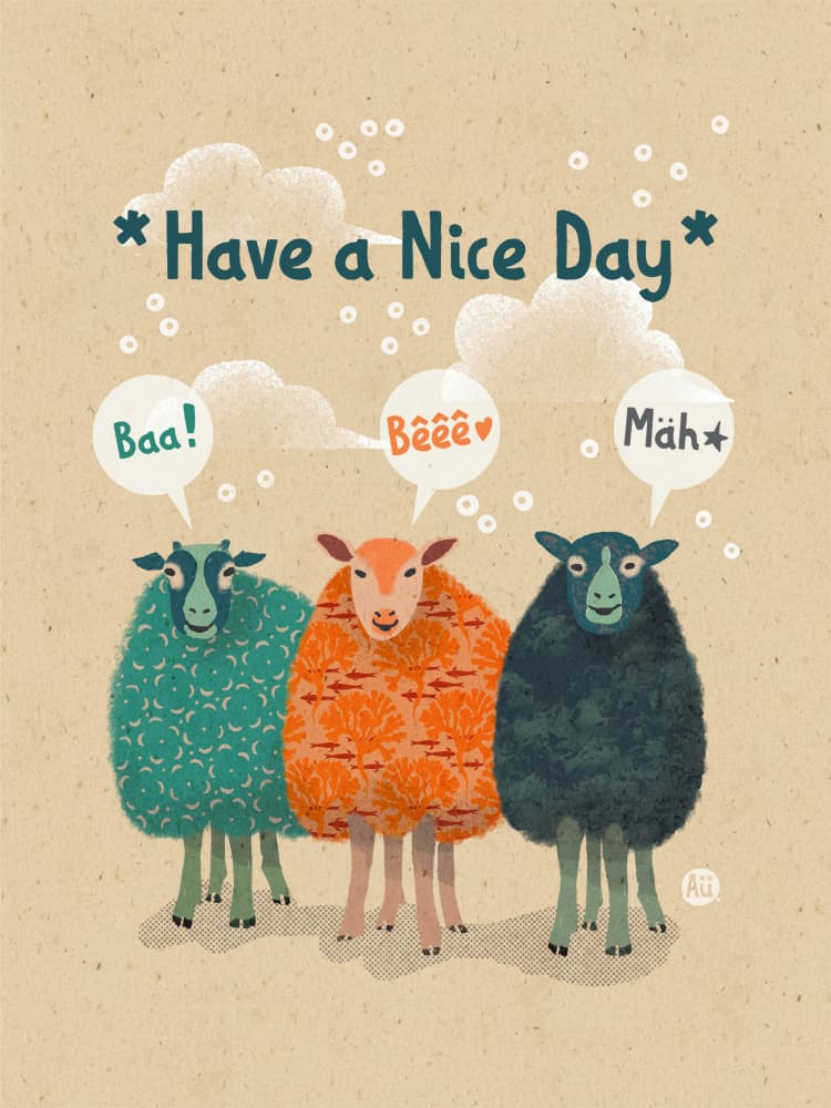 Have A Nice Day Sheep by Aia Ueno — canvas wall art