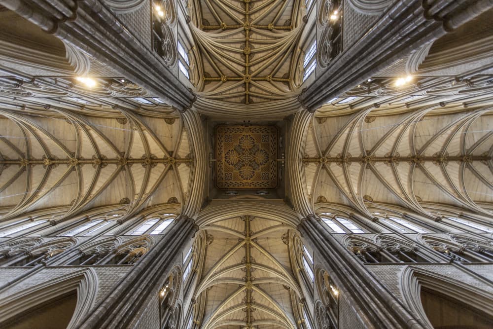 Ornate Gothic Cathedral Ceiling by Yohan Borca — canvas wall art