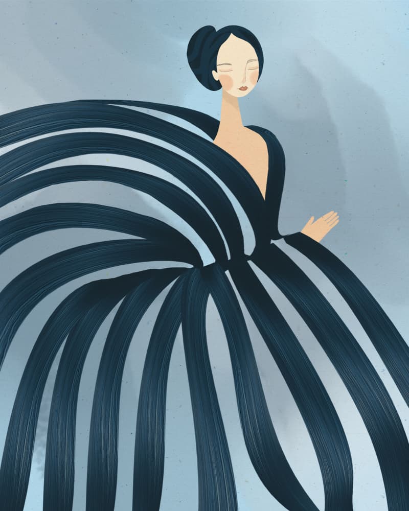 Blue Flowing Elegance