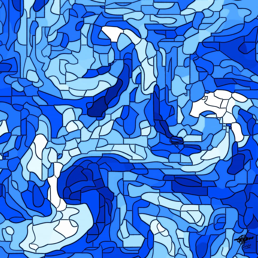 Blue Mosaic Flow by Osvaldo Russo — canvas wall art