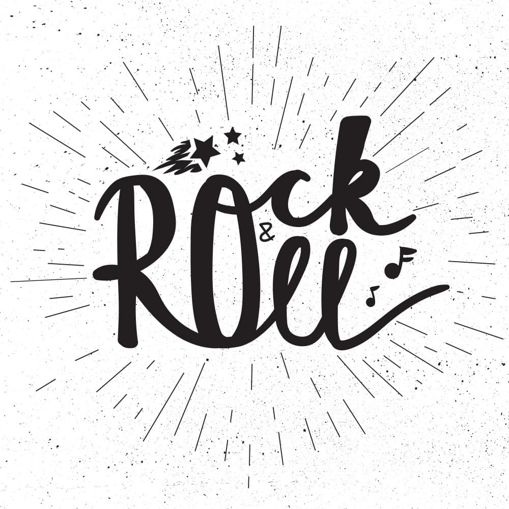 Rock N Roll Art Music Lettering by Marika Barsrsind — canvas wall art