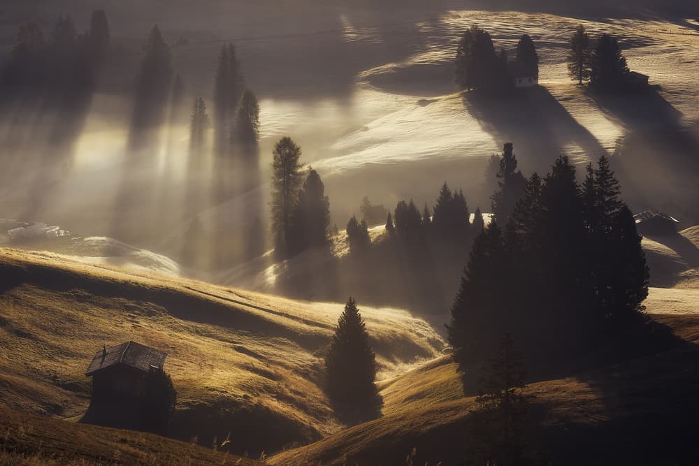 Golden Sun Rays Valley by Rostovskiy Anton — canvas wall art