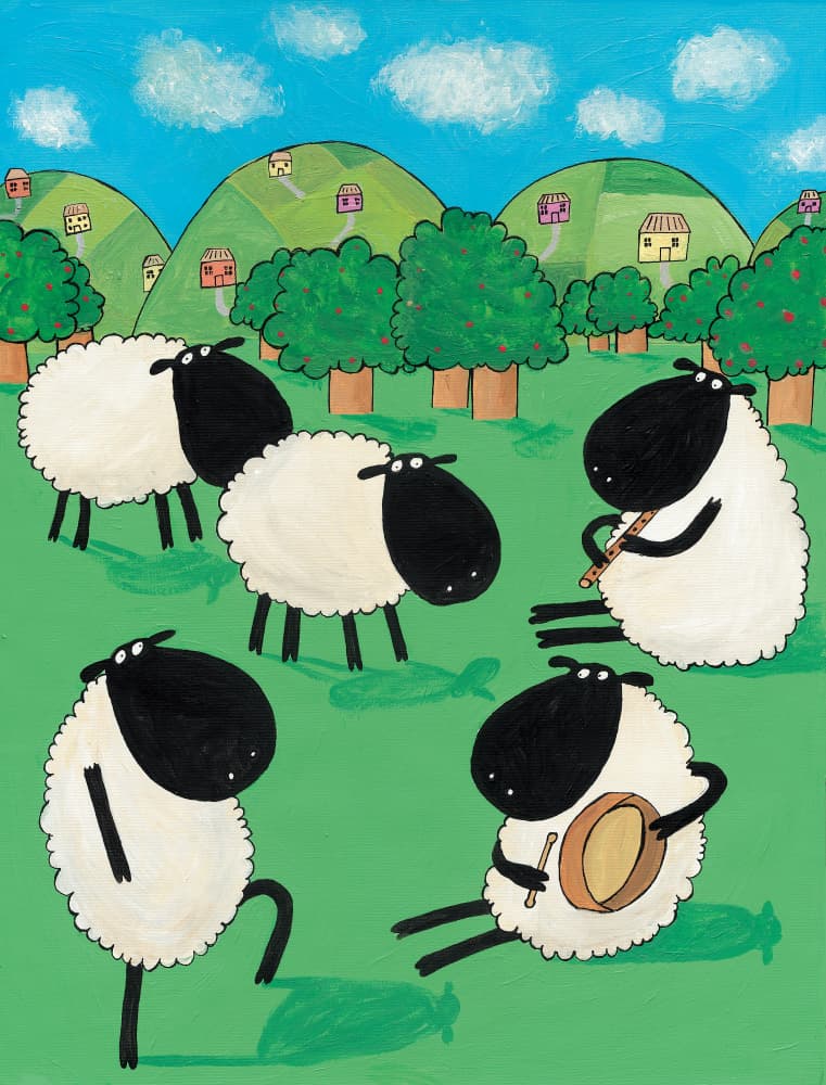Happy Sheep Band by Carla Daly — canvas wall art
