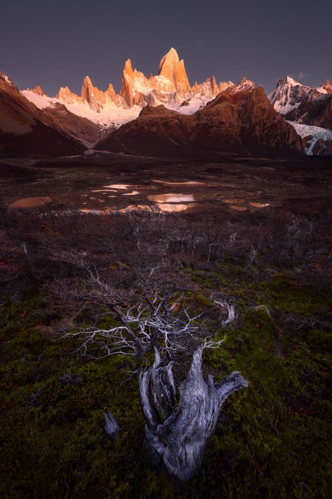 Patagonia Golden Hour Peaks by Damon Hao — canvas wall art