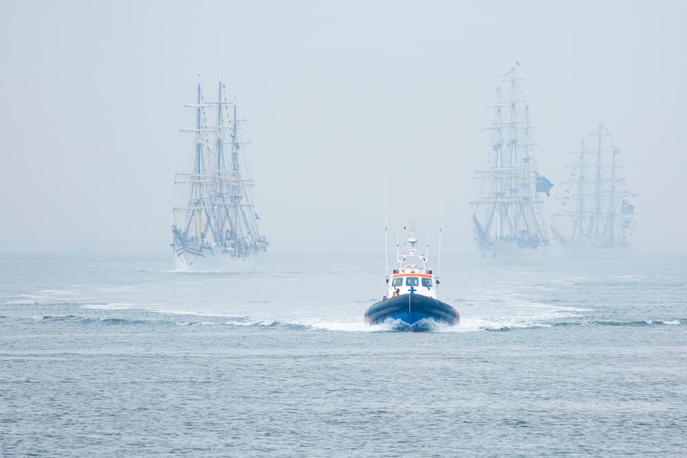 Tall Ships in Fog by Ton Drijfhamer — canvas wall art