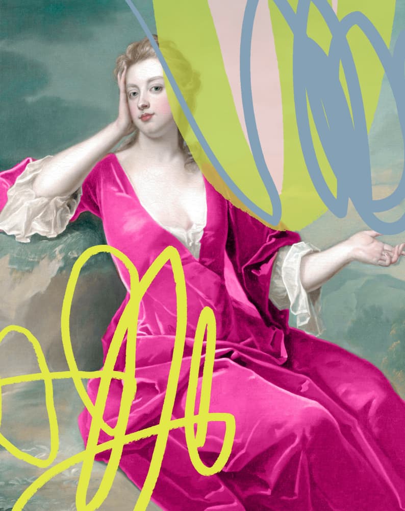 Pink Dress Abstract Portrait by Talitha McQueen — canvas wall art