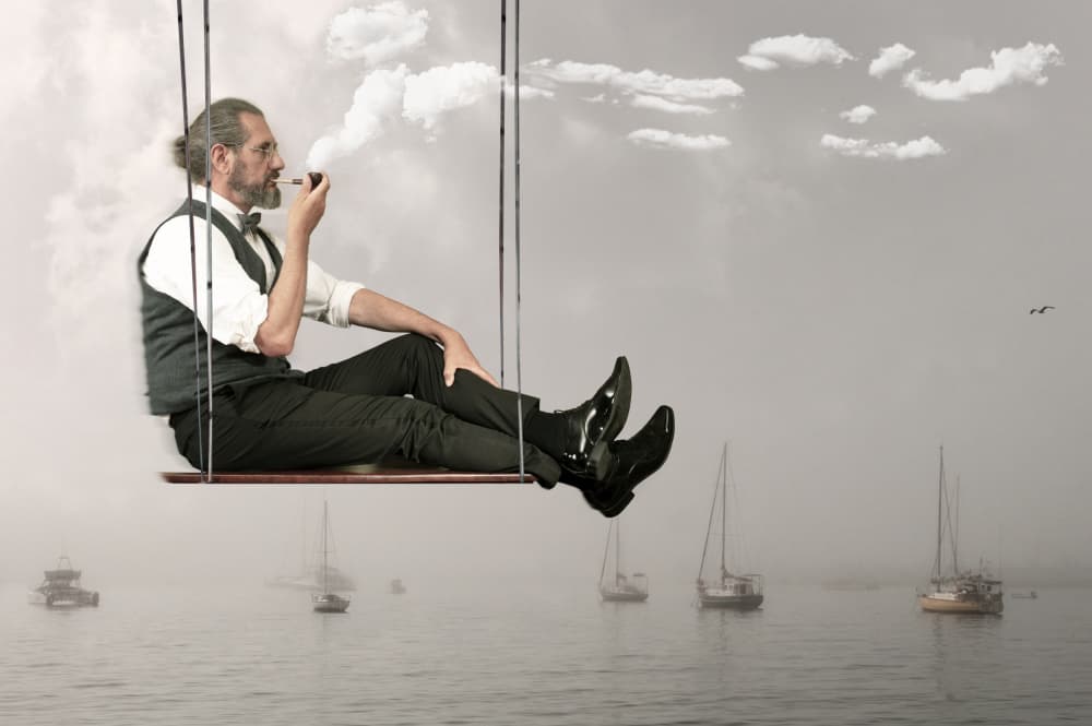 Man on a Sky Swing by Christine von Diepenbroek — canvas wall art