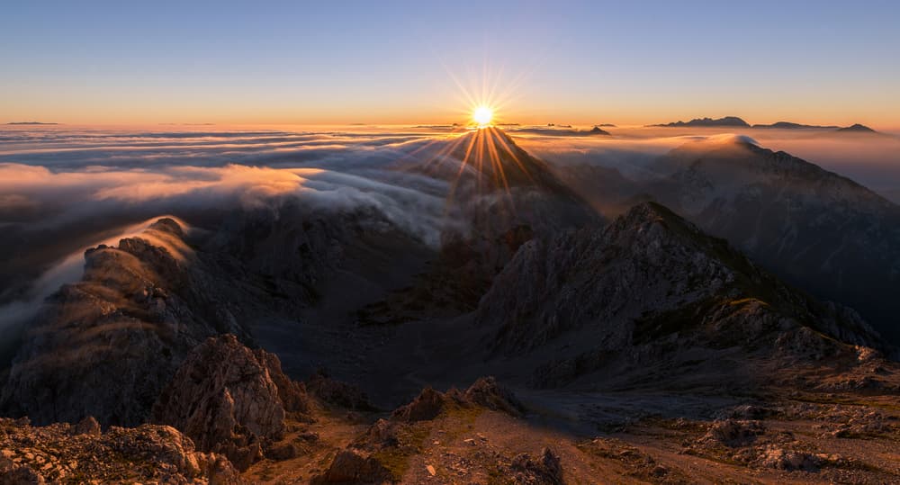 Golden Mountain Sunrise by Ales Krivec — canvas wall art