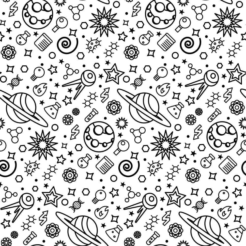 Cosmic Science Doodles by Marika Barsrsind — canvas wall art