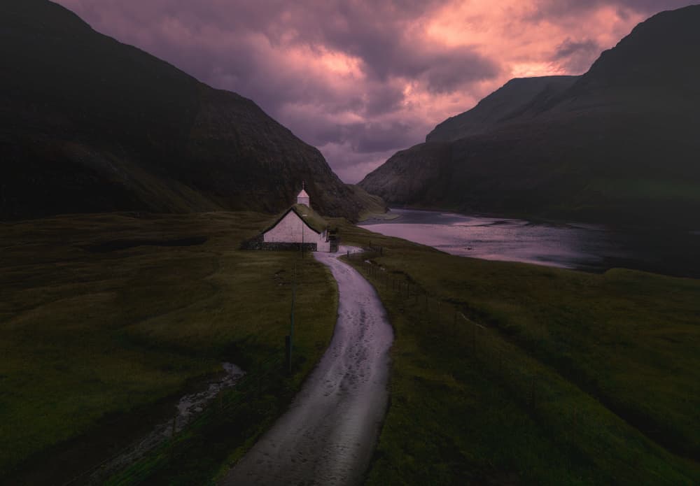 Moody Mountain Valley Road by Larry Deng APA — canvas wall art
