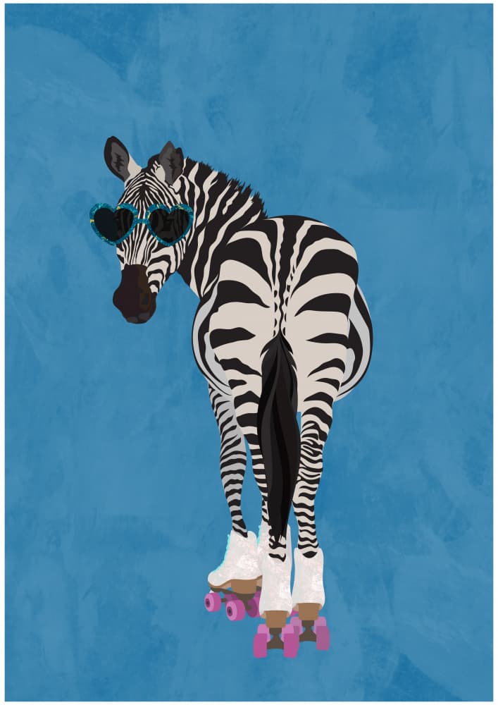 Stylish Roller Skating Zebra by Sarah Manovski — canvas wall art