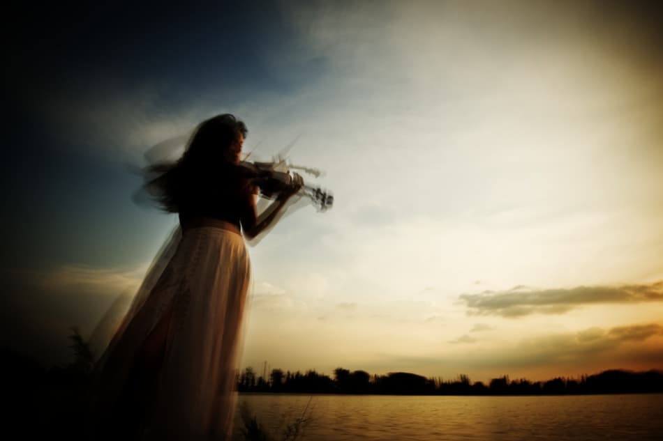 Sunset Violin Serenade by Sorin Vidis — canvas wall art