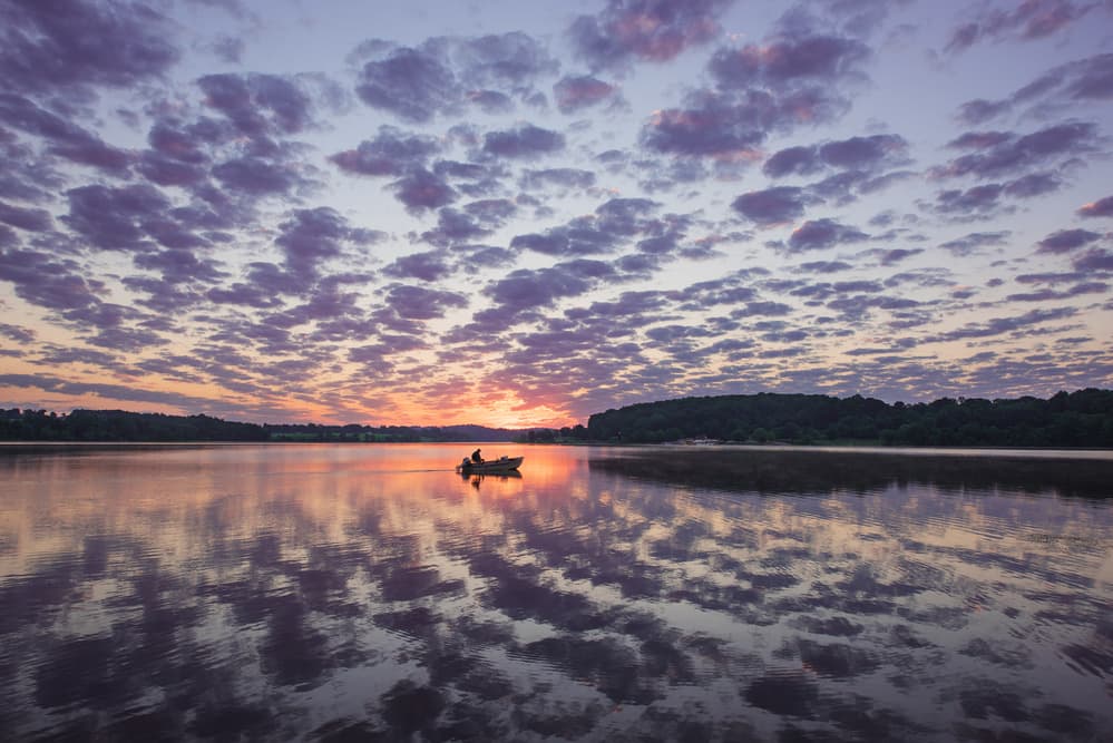 Tranquil Lake Sunset by 李从军 / Austin Li — canvas wall art