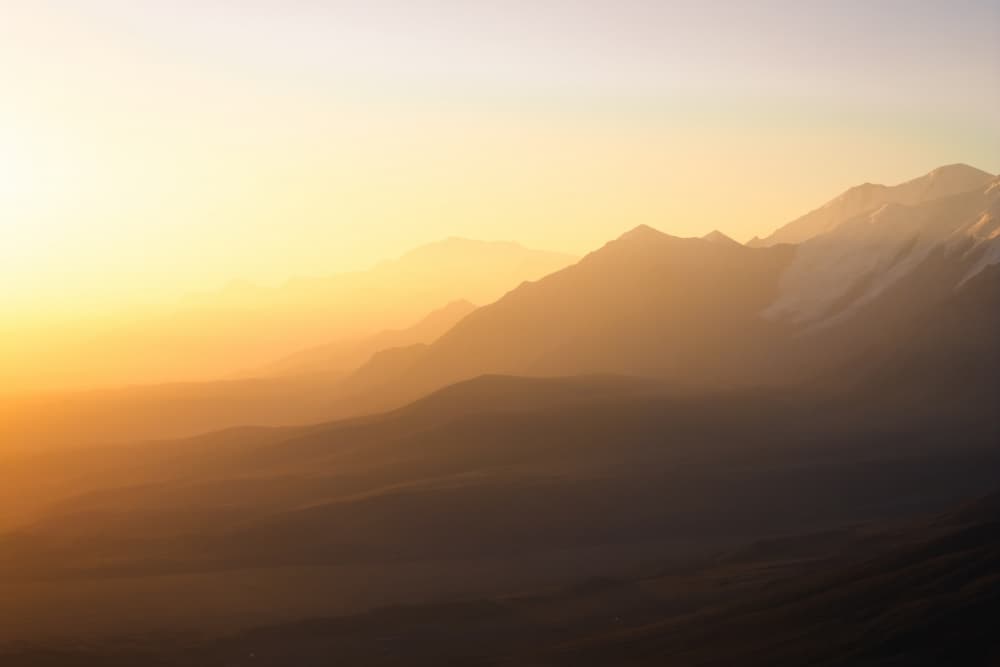 Golden Mountain Layers by Artem Fomenko — canvas wall art