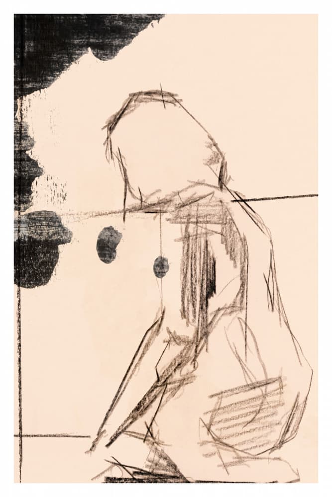 Pensive Figure Sketch by cartissi — canvas wall art