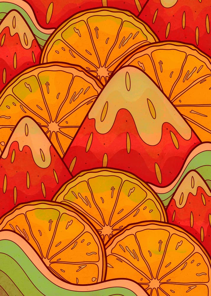 Sweet Fruit Mountains by Stephen Wade — canvas wall art