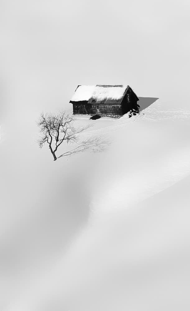 Isolated Winter Cabin by Panaana — canvas wall art