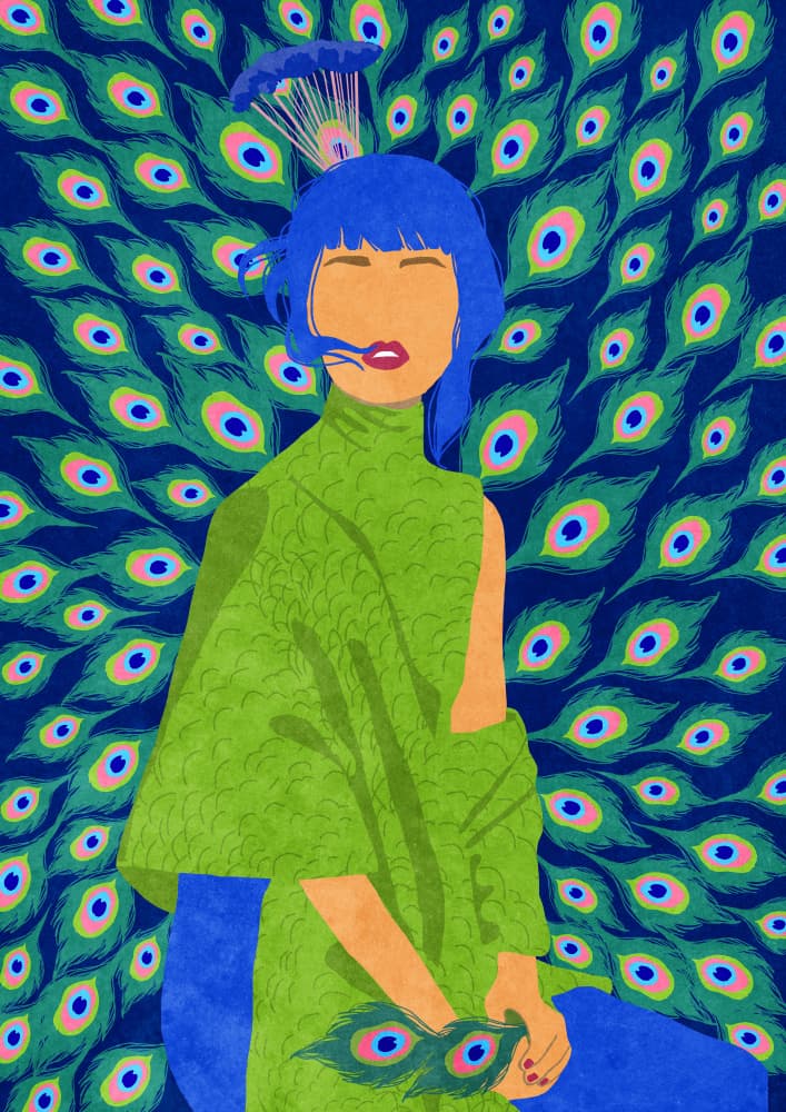 peacock woman by Raissa Oltmanns — canvas wall art