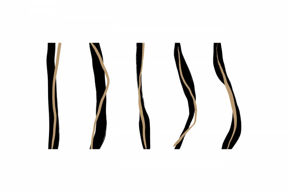 Black And Beige Wavy Lines On A White Background by uplusmestudio — canvas wall art