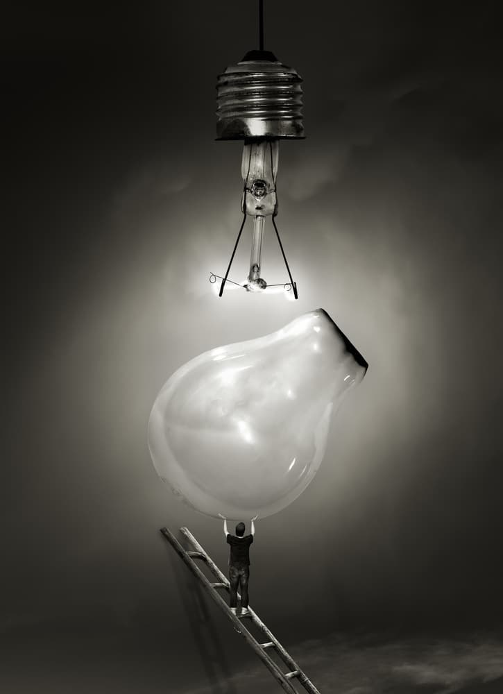 Creating The Lightbulb Idea by Biao Huang — canvas wall art
