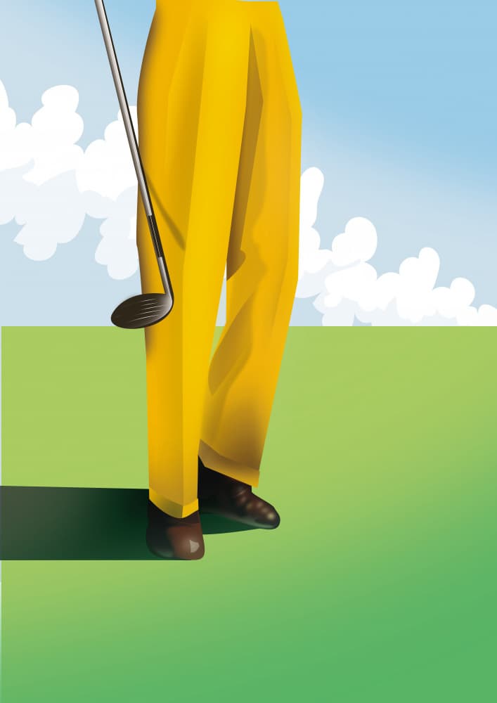 Yellow Pants Golfer by Nicholas — canvas wall art