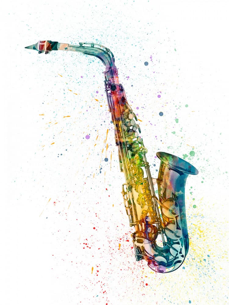 Artistic Saxophone Splash by Michael Tompsett — canvas wall art