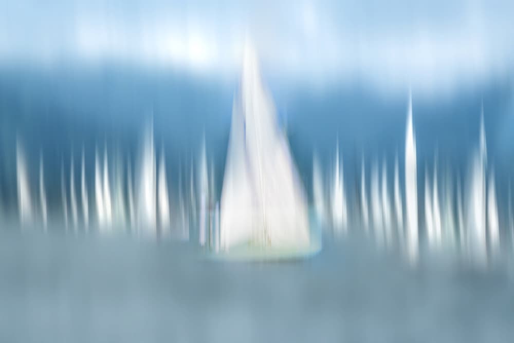 Abstract Blue Sailboats by Anette Ohlendorf — canvas wall art