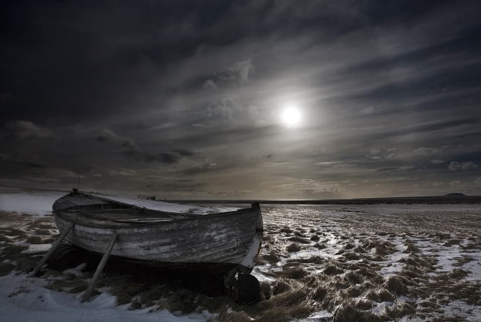 Moody Winter Boat by Bragi Ingibergsson - BRIN — canvas wall art