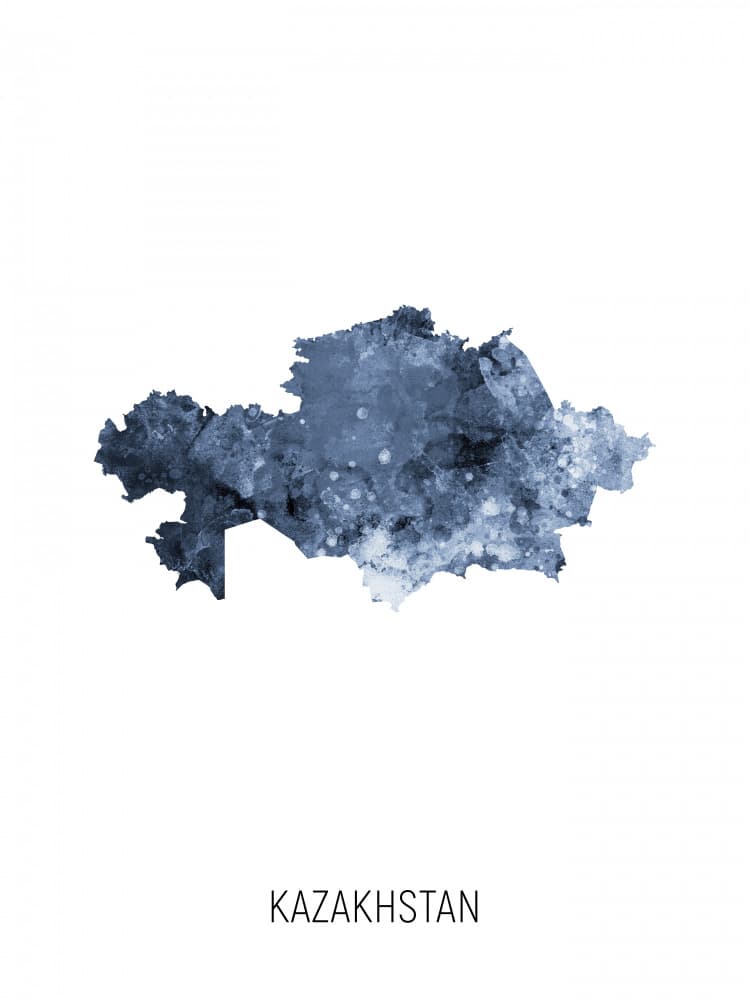 Abstract Kazakhstan Map by Michael Tompsett — canvas wall art