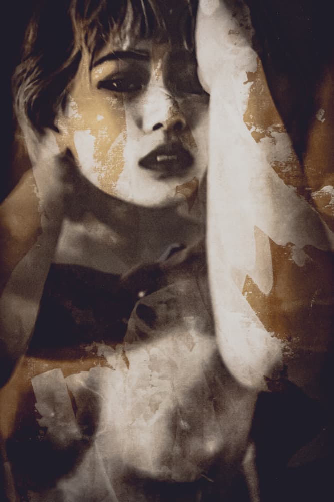 Pensive Woman Portrait by Kurosaki Sangan — canvas wall art