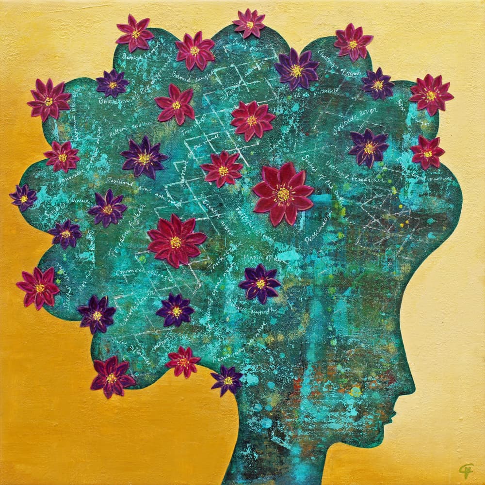 Blooming Mind Profile by Carolina Gårdheim — canvas wall art