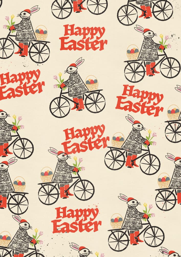 Happy Easter Bunny Bike by Nicholas — canvas wall art